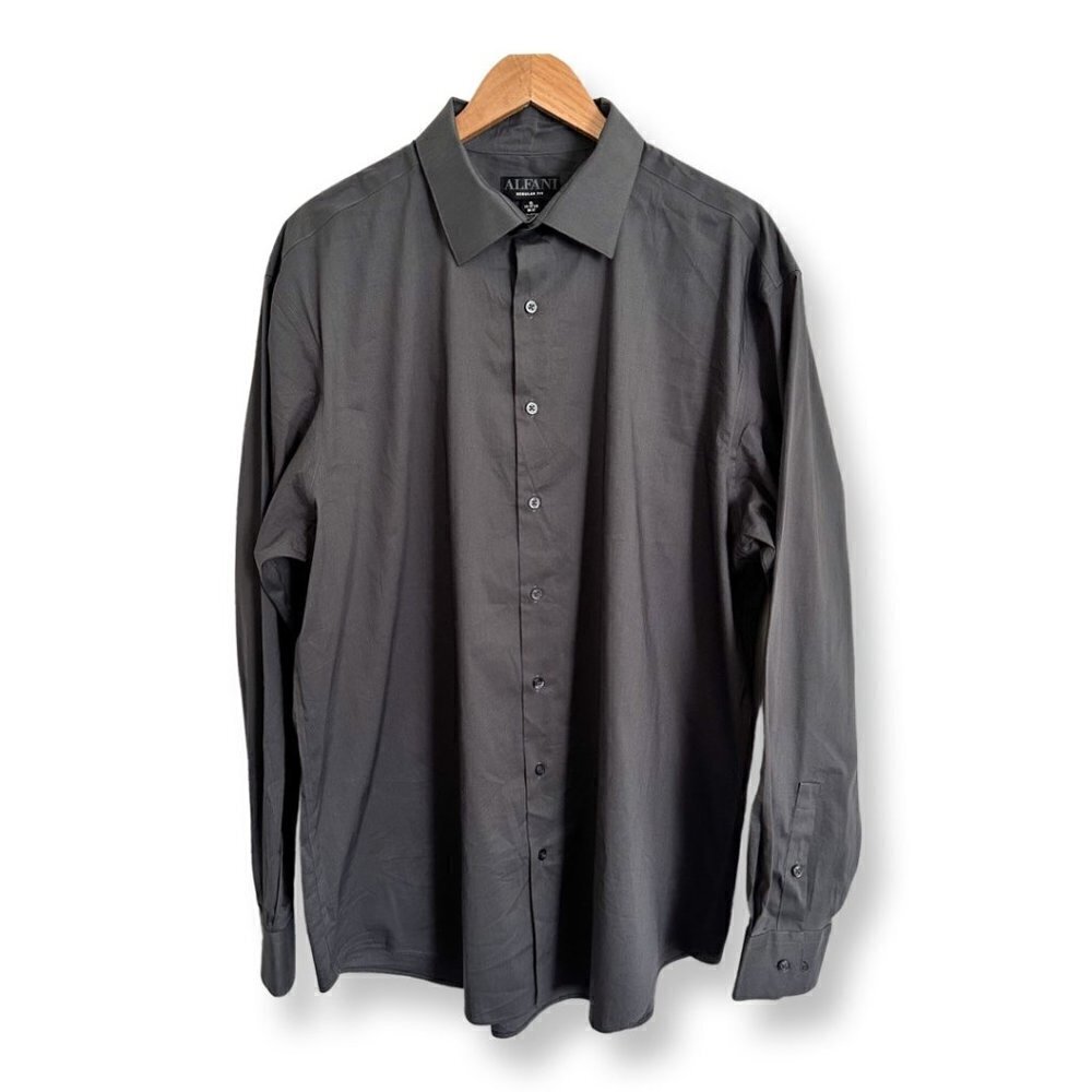 Alfani Men's Gray Casual Button Down Long Sleeve Regular Fit XL Shirt